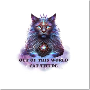 Out of This World Cat-titude, Cosmic Adventure, Feline Friend, Cat Lady, Cosmic Kitty, Out of this World Posters and Art